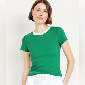 Old Navy Green Tee with White Accents